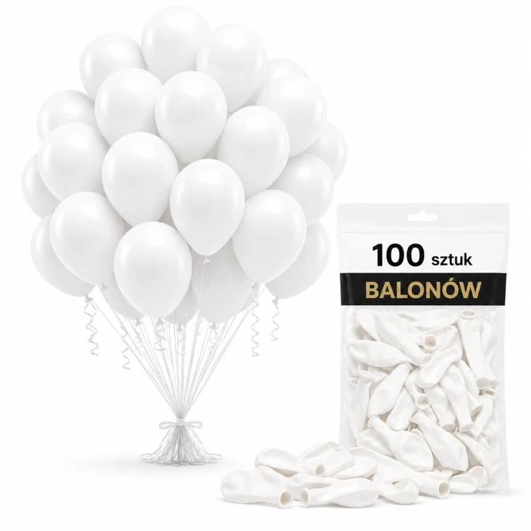 Balon lateksowy biały 27 cm 100 szt.