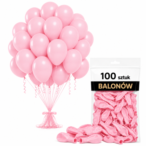 Balony lateksowe pudrowy róż 100 szt.