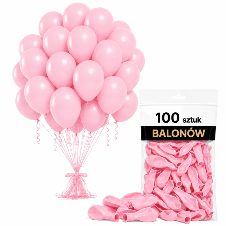 Balony lateksowe pudrowy róż 100 szt.
