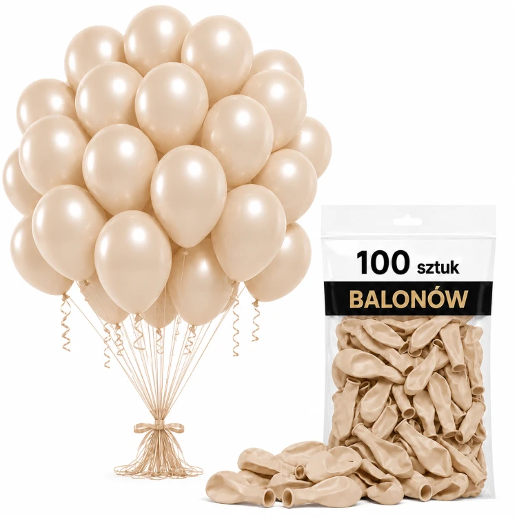 Balony lateksowe beżowe 100 szt.