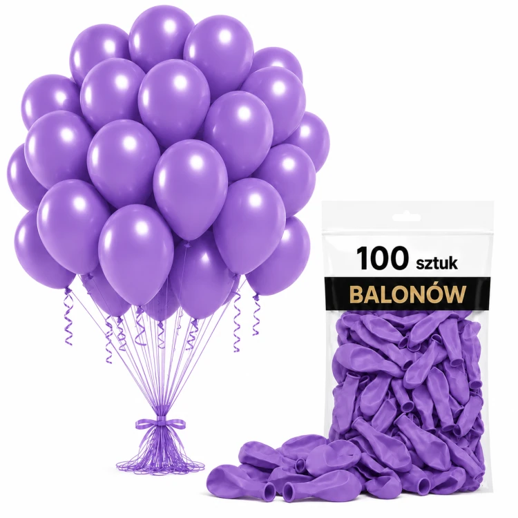Balony lateksowe pastelowy fiolet 100 szt.