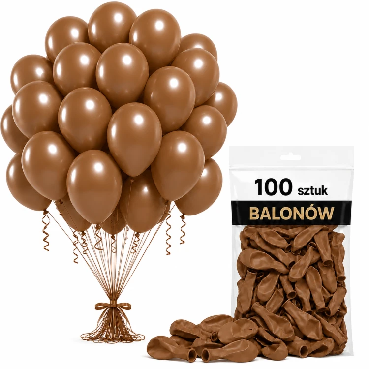 Balony lateksowe brązowe 100 szt.