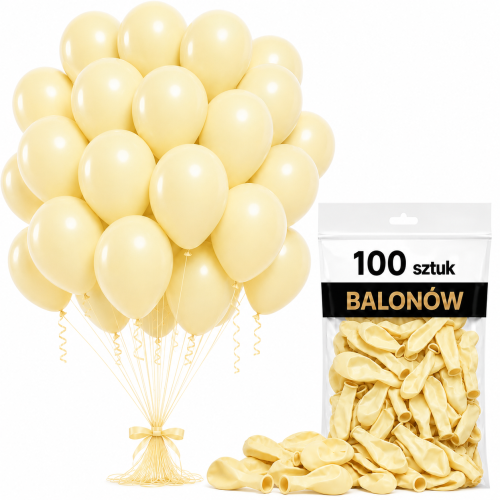 Balony lateksowe pastelowy żółty 100 szt.