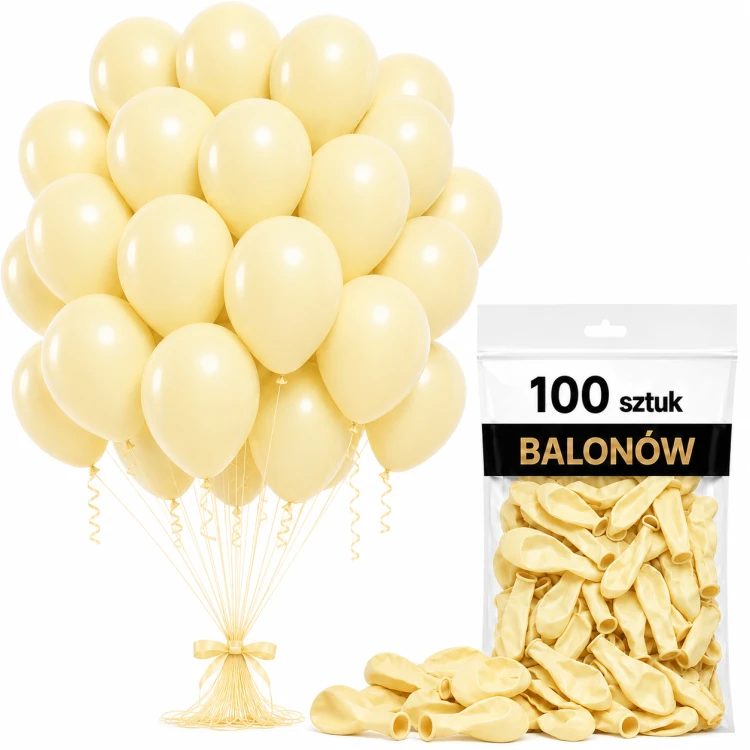 Balony lateksowe pastelowy żółty 100 szt.