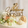 Topper_urodzinowy_personalizowany_imię + cyfra_Złoty_delikatny_dekoracje_urodzinowe_napis_na_tortr_18_30_40_urodziny_tort