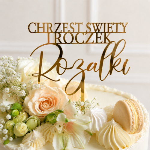 topper_dekoracje_dekoracja_chrzest_i_roczek_personalozowany_imię_złoty