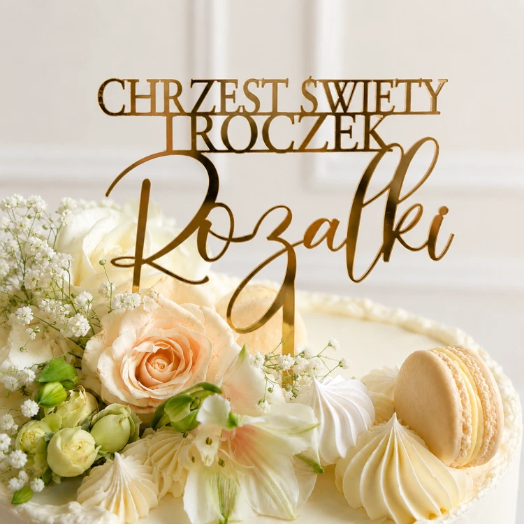 topper_dekoracje_dekoracja_chrzest_i_roczek_personalozowany_imię_złoty