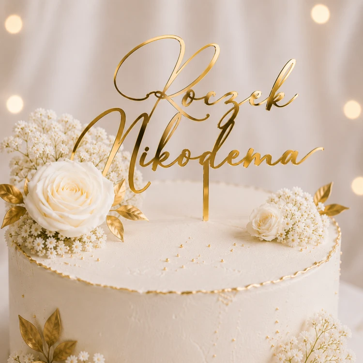 Topper_na_tort_Roczek_imię_dekoracje personalizowany_delikatny_złoty