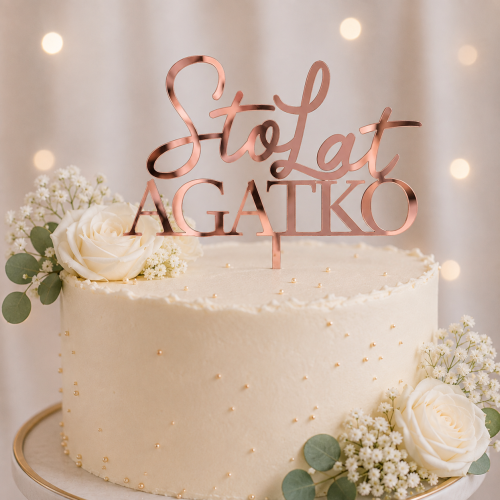 Topper_urodzinowy_Rose_Gold_STO_LAT_imię_dekoracje_na_tort