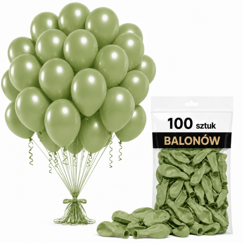 Balony_dekoracje_na_urodziny_lateksowe_zielony_oliwkowy_100_szt