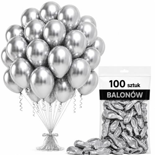 Balony_dekoracje_na_urodziny_lateksowe_srebrne_chromowe_100_szt