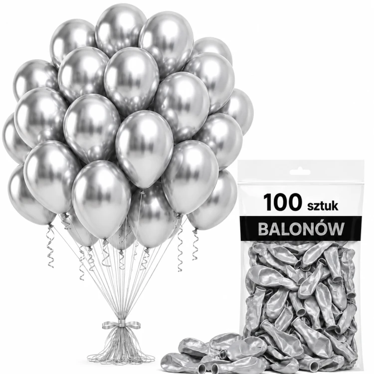 Balony_dekoracje_na_urodziny_lateksowe_srebrne_chromowe_100_szt