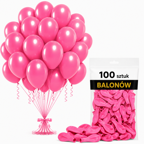 Balony_dekoracje_na_urodziny_lateksowe_ciemny_różowy_100_szt
