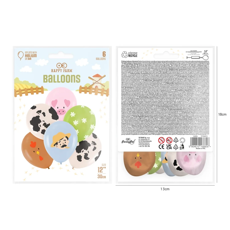 Balony_dekoracje_urodzinowe_Farma_zwierzątka_12_cali_zestaw