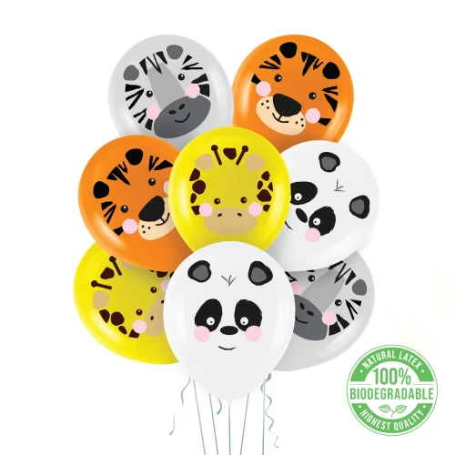 Balony_biodegradowalne_Zwierzątka_Safari 12cali_8szt