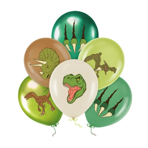 Balony_dekoracje_na_urodziny_Dinozaury_T-REX_12_cali_6szt