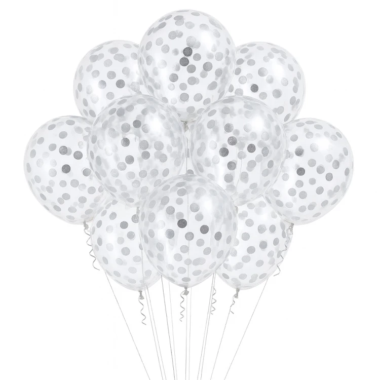 balony ze srebrnym konfetti
