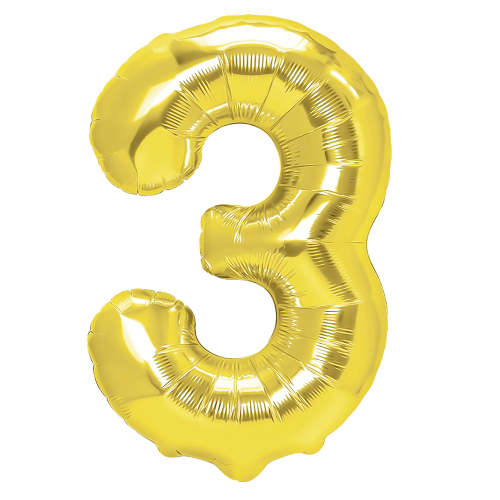 Balon foliowy cyfra 3 złoty 70cm