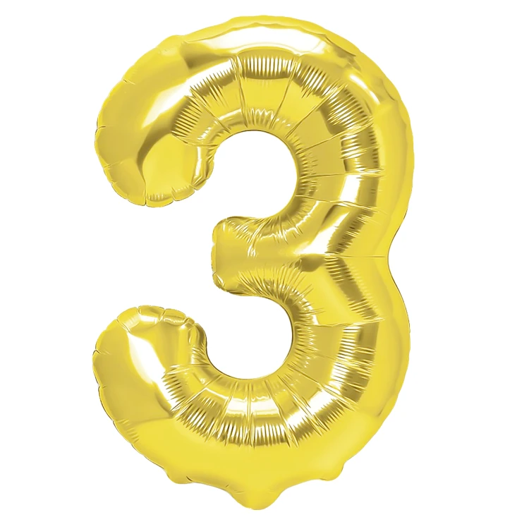 Balon foliowy cyfra 3 złoty 70cm