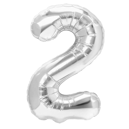 Balon foliowy cyfra 2 srebrny 70cm