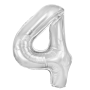 Balon foliowy cyfra 4 srebrny 70cm