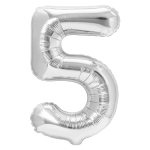 Balon foliowy cyfra 5 srebrny 70cm