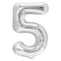 Balon foliowy cyfra 5 srebrny 70cm