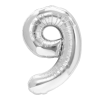 Balon foliowy cyfra 9 srebrny 70cm