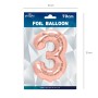 Balon foliowy cyfra 3 rose gold 70cm N