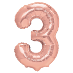 Balon foliowy cyfra 3 rose gold 70cm N