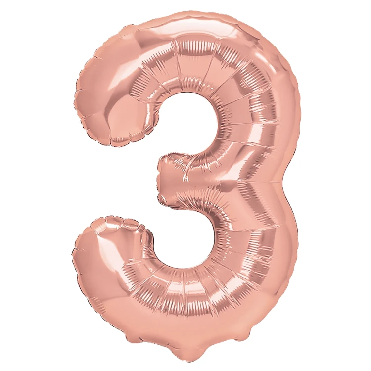 Balon foliowy cyfra 3 rose gold 70cm N