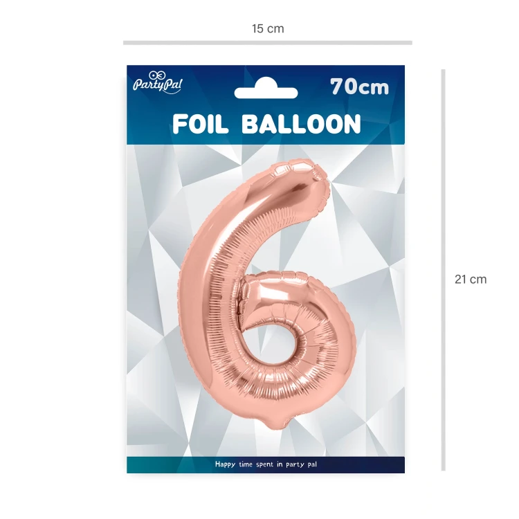 Balon foliowy cyfra 6 rose gold 70cm N