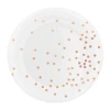 Talerzyk papierowy biały w kropki rose gold 6szt.webp