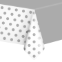 Obrus chrom srebrny w kropki 137x274cm