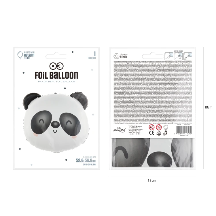 Balon foliowy Panda 52x56cm