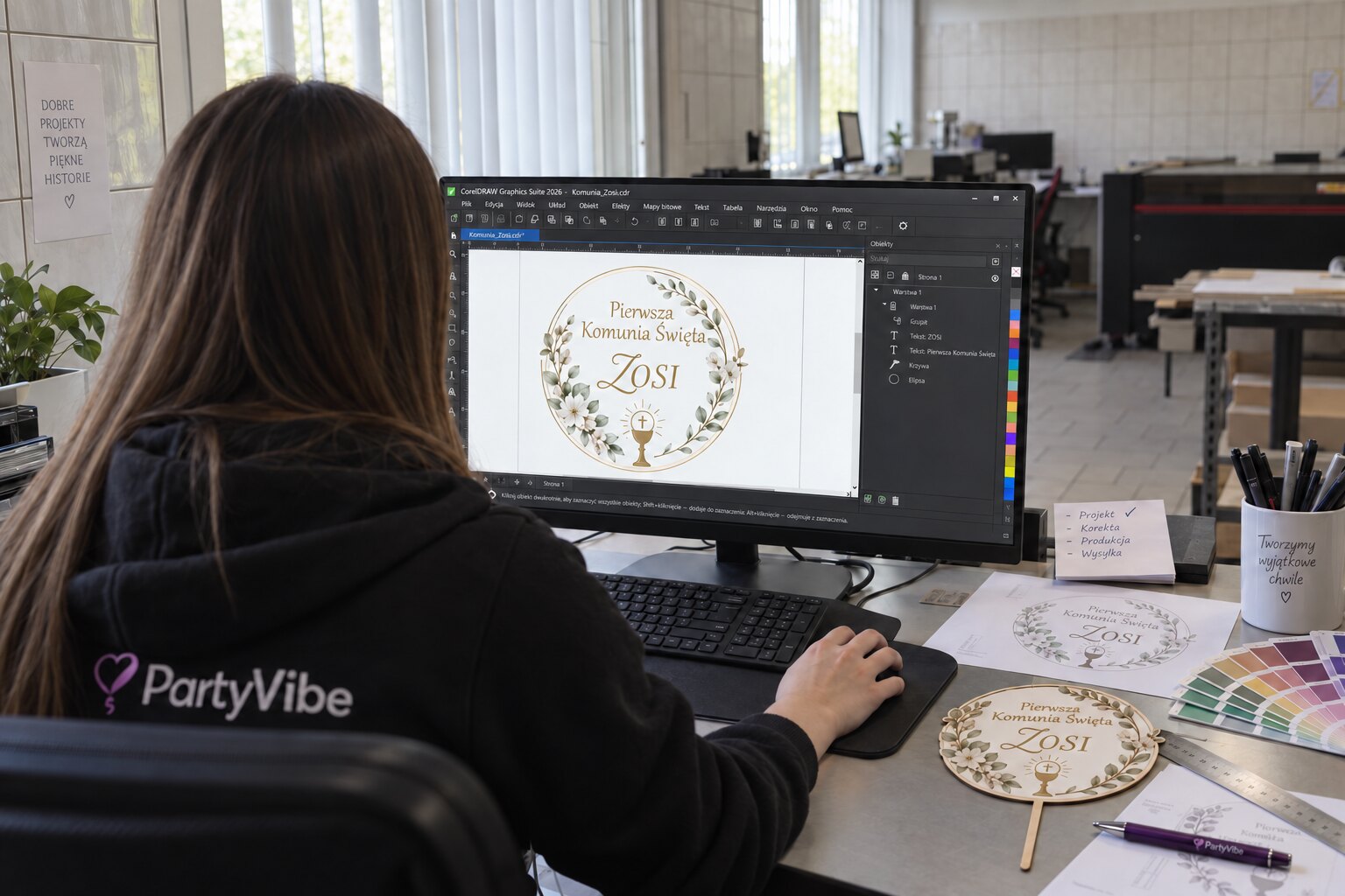 Projektowanie personalizowanej dekoracji komunijnej ZOSI w pracowni PartyVibe