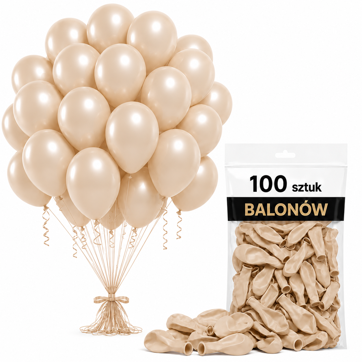 Balony lateksowe beżowe 100 szt.
