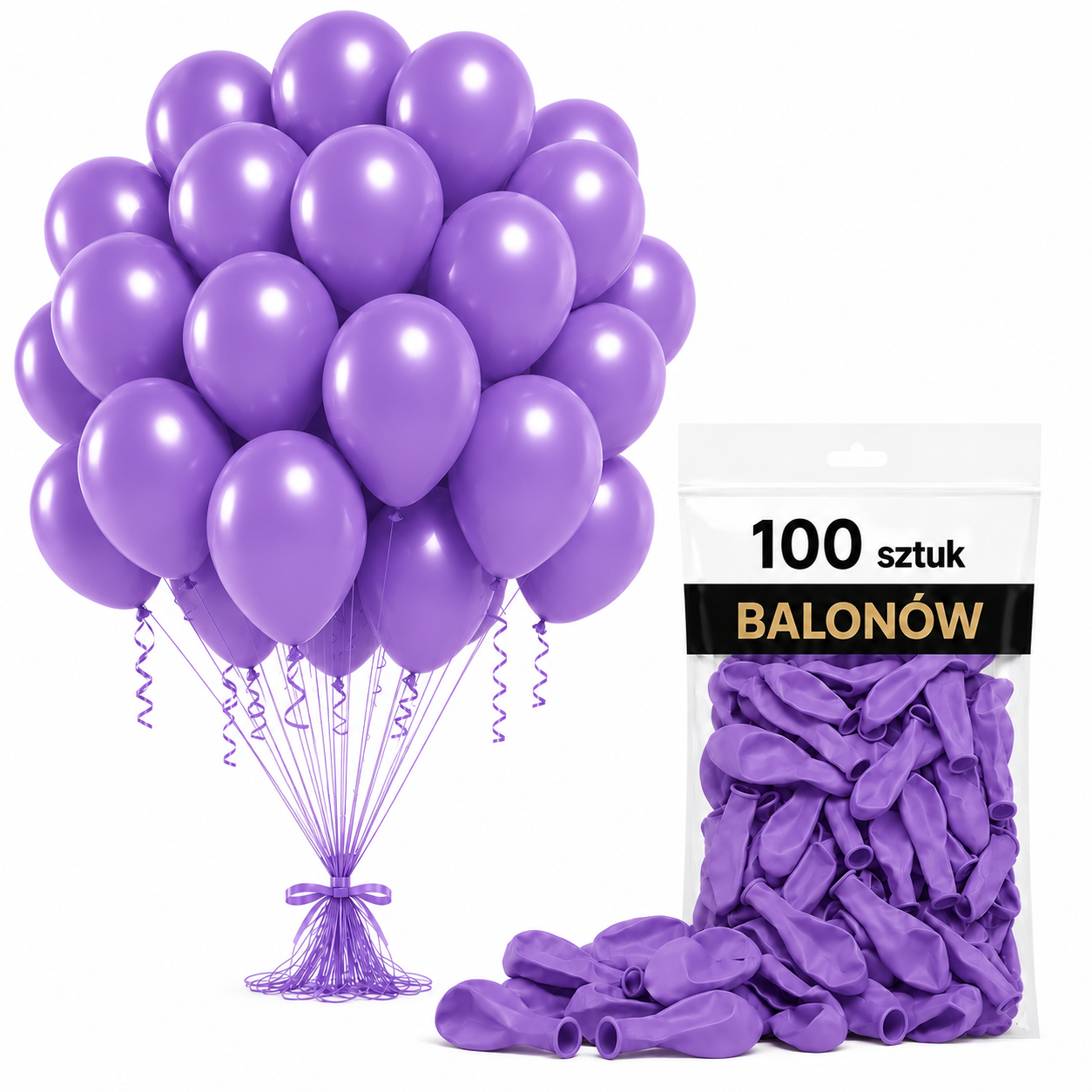 Balony lateksowe pastelowy fiolet 100 szt.