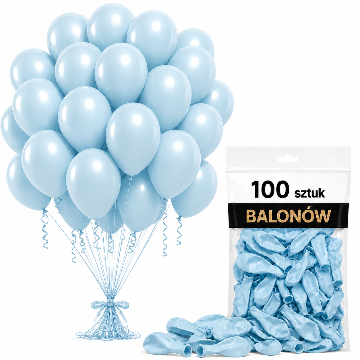 Balony lateksowe pastelowy niebieski 100 szt.