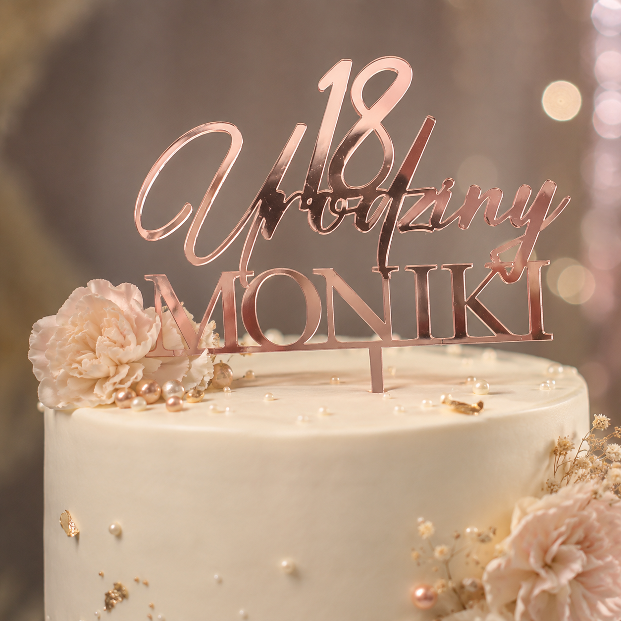 Topper_urodzinowy_Rose_Gold personalizowany_imię_cyfra_delikatny