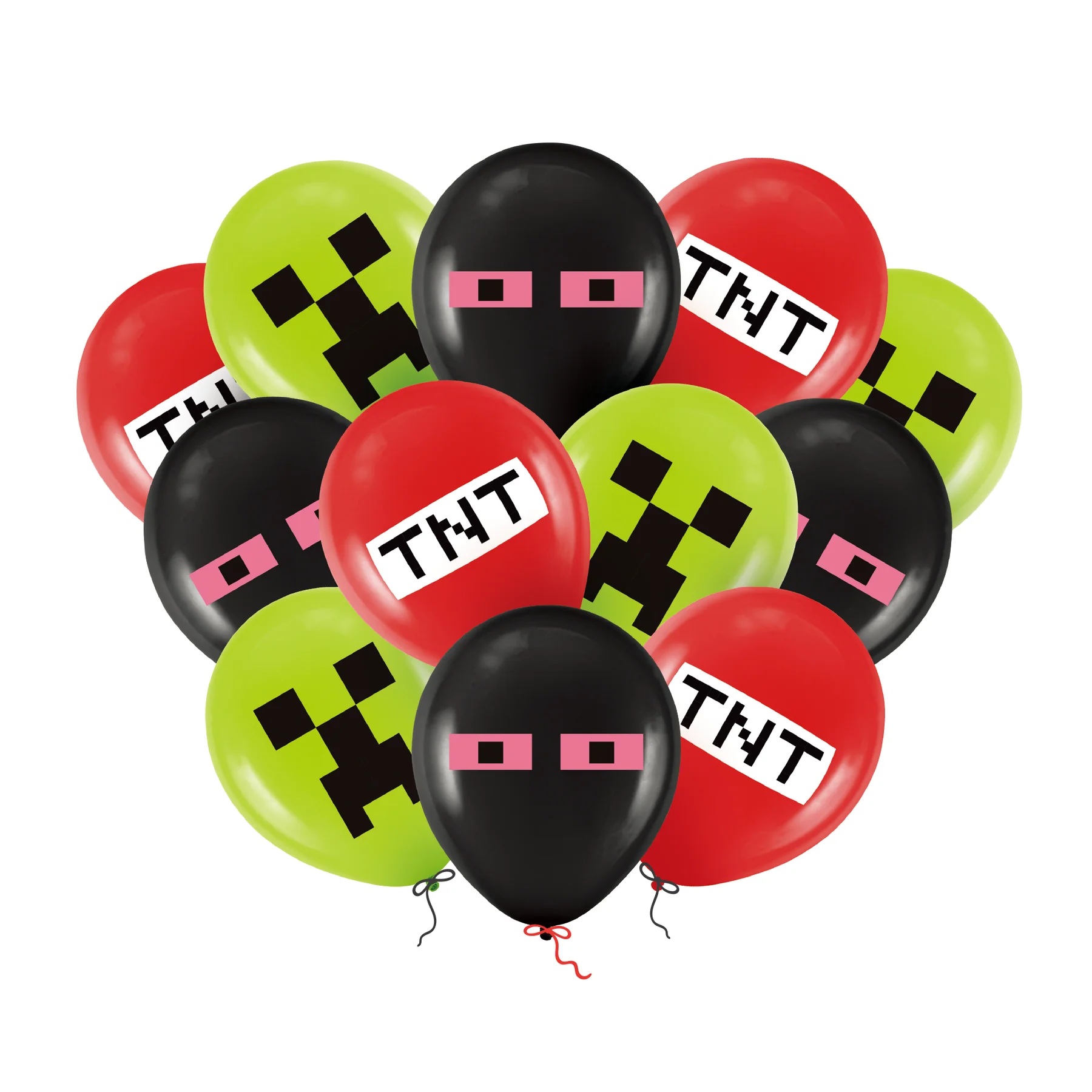 Balony_dekoracje_urodzinowe_Minecraft_Creeper_TNT_Potwory_gamingowe_12szt