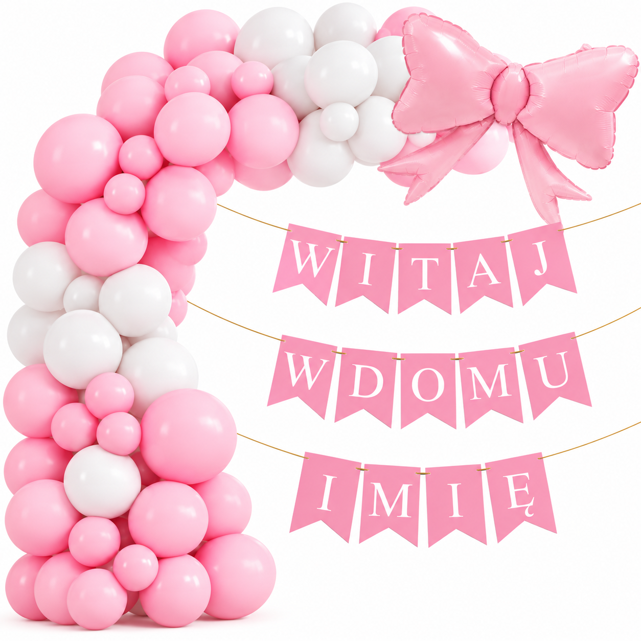 Pastelowy łuk balonowy i girlandy powitalne.png