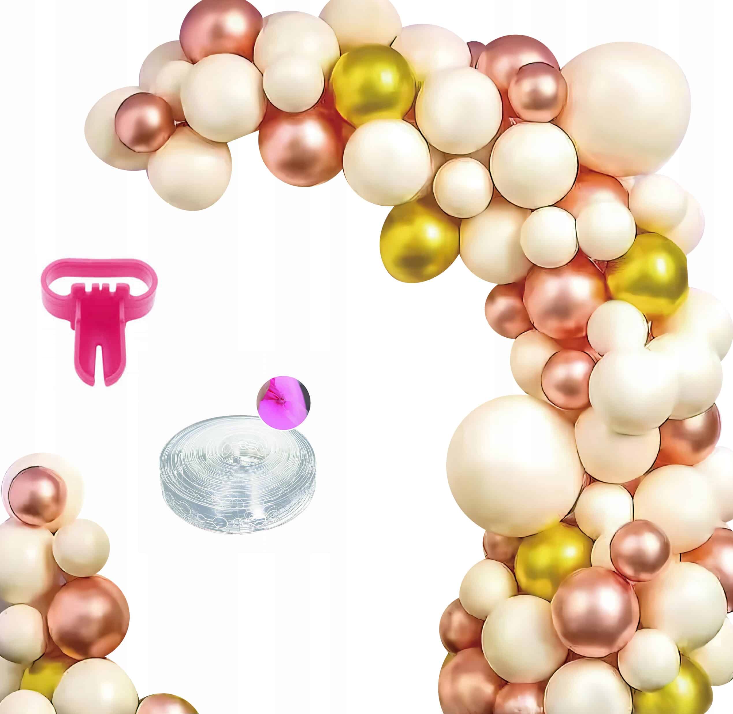 Girlanda balonowa urodzinowa beżowy rose złoty XXL 92 SZTUKI BALONÓW