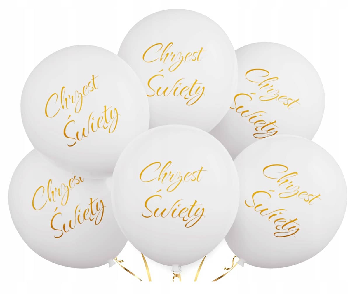 Balony dekoracje na CHRZEST ŚWIĘTY zestaw na Chrzest św. 30 CM 6szt złoty