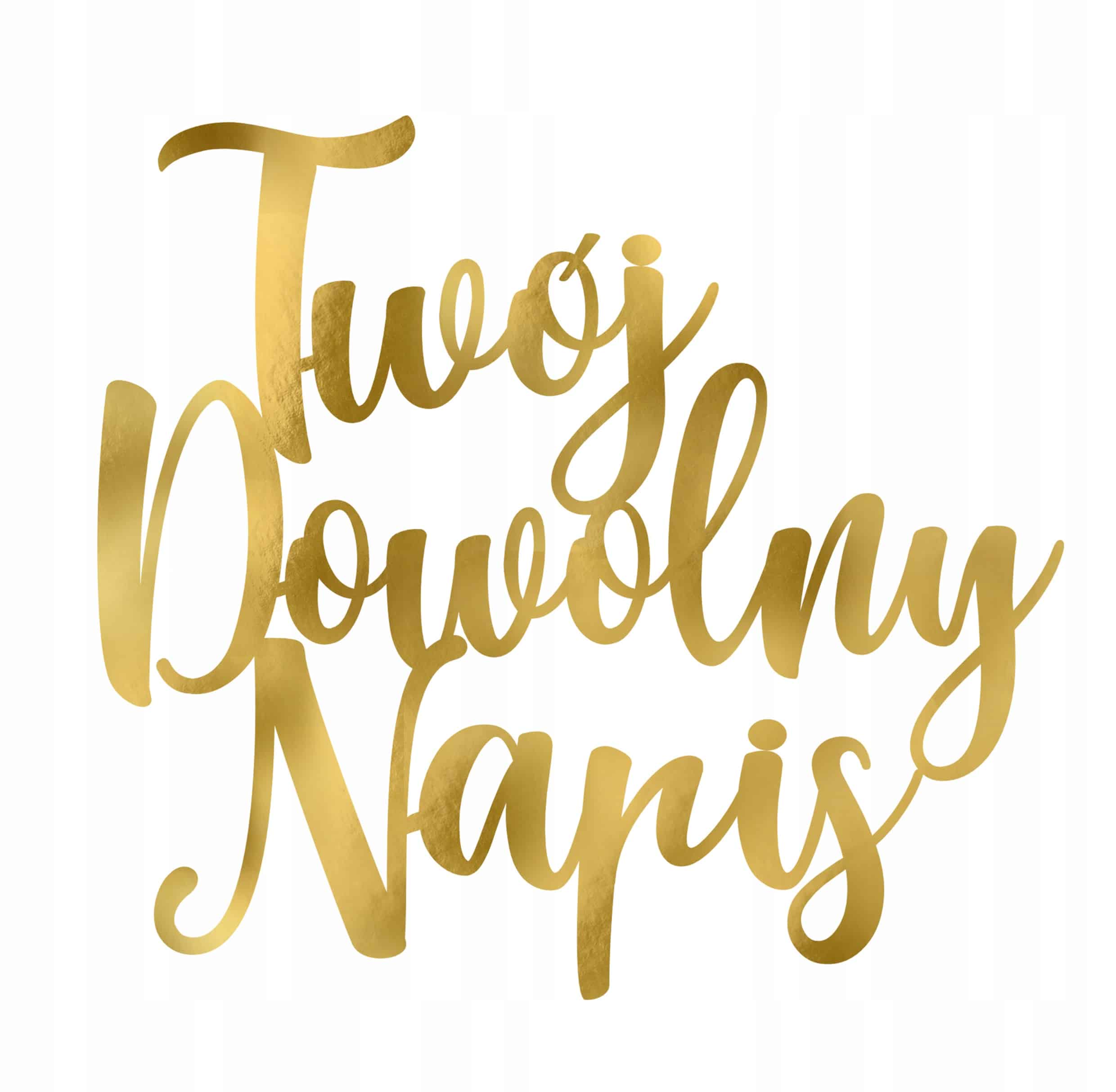 TOPPER dekoracje na tort twój dowolny napis ZŁOTY dekoracja napis na tort